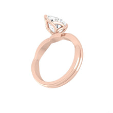 Load image into Gallery viewer, Pear Lab Natural Diamond Engagement Ring with Twisting Gold Platinum band Philippines