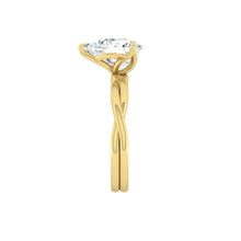 Load image into Gallery viewer, Pear Lab Natural Diamond Engagement Ring with Twisting Gold Platinum band Philippines
