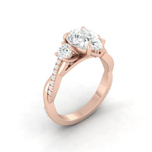 Load image into Gallery viewer, Pear Trio Diamond Engagement Ring with Pave Twisting Gold Platinum band Philippines