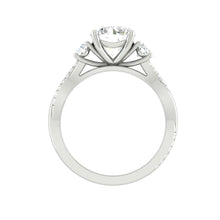 Load image into Gallery viewer, Trio Diamond Engagement Ring with Pave Twisting Gold Platinum band Philippines