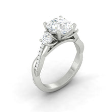 Load image into Gallery viewer, Trio Diamond Engagement Ring with Pave Twisting Gold Platinum band Philippines