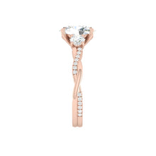 Load image into Gallery viewer, Oval Trio Diamond Engagement Ring with Pave Twisting Gold Platinum band Philippines