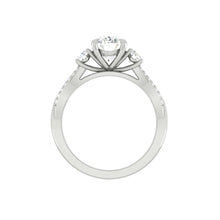 Load image into Gallery viewer, Oval Trio Diamond Engagement Ring with Pave Twisting Gold Platinum band Philippines