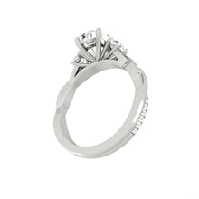 Load image into Gallery viewer, Oval Trio Diamond Engagement Ring with Pave Twisting Gold Platinum band Philippines