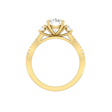 Load image into Gallery viewer, Oval Trio Diamond Engagement Ring with Pave Twisting Gold Platinum band Philippines