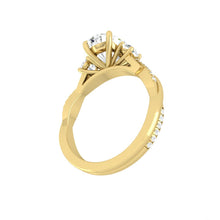 Load image into Gallery viewer, Oval Trio Diamond Engagement Ring with Pave Twisting Gold Platinum band Philippines