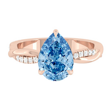 Load image into Gallery viewer, Pear Blue Diamond Engagement Ring Wedding Rings Band Gold Jewelry Moissanite Manila Philippines