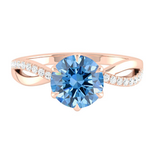 Load image into Gallery viewer, Blue Diamond Engagement Ring with Pave Infinity Gold Platinum band Philippines