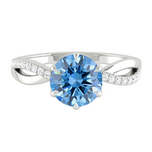 Load image into Gallery viewer, Blue Diamond Engagement Ring with Pave Infinity Gold Platinum band Philippines