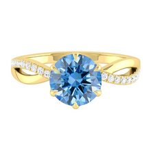Load image into Gallery viewer, Blue Diamond Engagement Ring with Pave Infinity Gold Platinum band Philippines