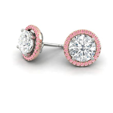 Load image into Gallery viewer, Montevalle Pavé Round Rosé Pink Earrings Moissanite