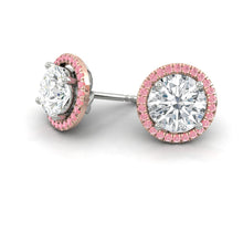Load image into Gallery viewer, Montevalle Pavé Round Rosé Pink Earrings Moissanite