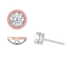 Load image into Gallery viewer, Montevalle Pavé Round Rosé Pink Earrings Moissanite