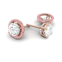 Load image into Gallery viewer, Montevalle Pavé Round Rosé Pink Earrings Moissanite