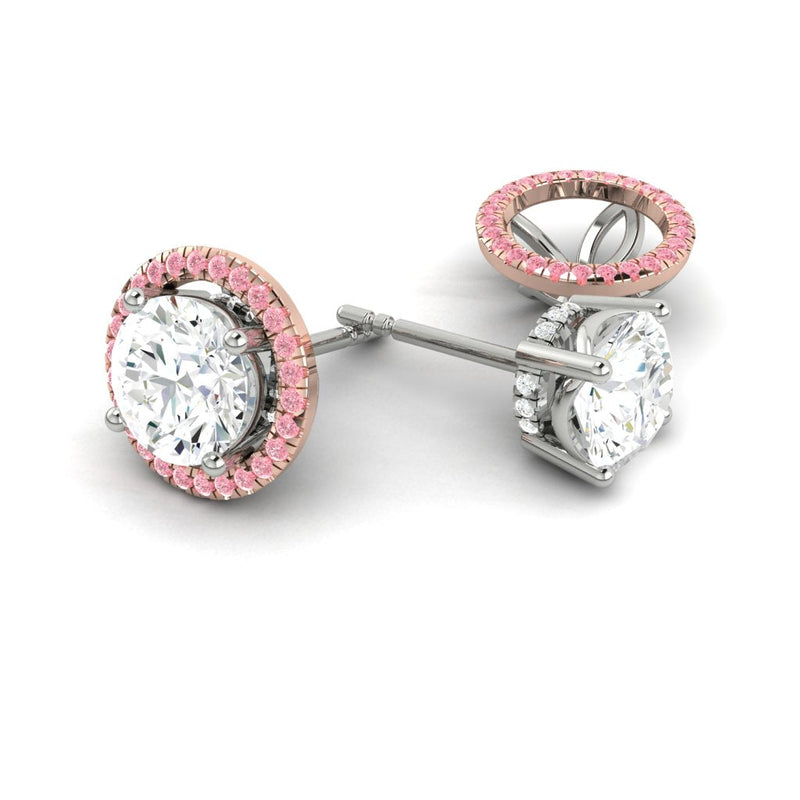 Montevalle Pavé Round Rosé Pink Earrings Moissanite
