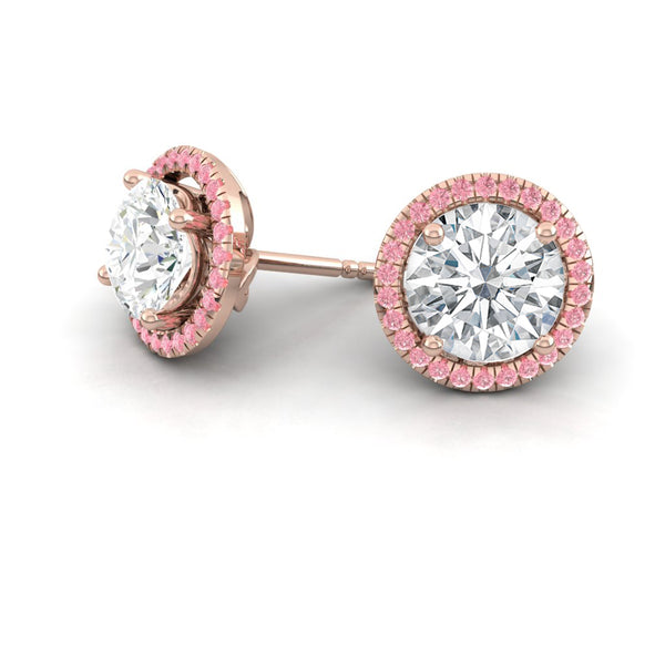 Lucce Montevalle Pavé Rosé Pink Earrings Round Diamond