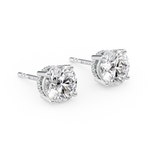Load image into Gallery viewer, Round Cut Diamond Stud Earrings with Hidden Halo in Gold or Platinum
Philippines