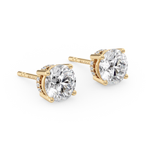 Load image into Gallery viewer, Round Cut Diamond Stud Earrings with Hidden Halo in Gold or Platinum
Philippines
