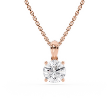 Load image into Gallery viewer, LUCCE Low Setting Round Diamond with Hidden Accents Pendant Necklace in Gold or Platinum