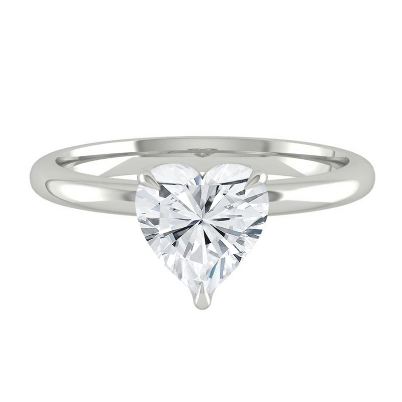 Heart Solitaire Diamond Engagement ring with Gold or Platinum band and petals Manila Philippines