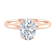 Load image into Gallery viewer, Oval Solitaire Diamond Engagement ring with Gold or Platinum band and petals Manila Philippines
