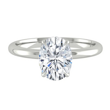 Load image into Gallery viewer, Oval Solitaire Diamond Engagement ring with Gold or Platinum band and petals Manila Philippines