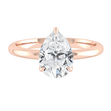 Load image into Gallery viewer, Pear Solitaire Diamond Engagement ring with Gold or Platinum band and petals Manila Philippines