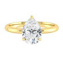 Load image into Gallery viewer, Pear Solitaire Diamond Engagement ring with Gold or Platinum band and petals Manila Philippines