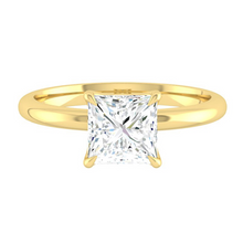 Load image into Gallery viewer, Princess Solitaire Diamond Engagement ring with Gold or Platinum band and petals Manila Philippines