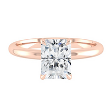 Load image into Gallery viewer, Radiant Solitaire Diamond Engagement ring with Gold or Platinum band and petals Manila Philippines