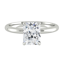 Load image into Gallery viewer, Radiant Solitaire Diamond Engagement ring with Gold or Platinum band and petals Manila Philippines