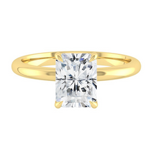Load image into Gallery viewer, Radiant Solitaire Diamond Engagement ring with Gold or Platinum band and petals Manila Philippines