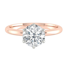 Load image into Gallery viewer, Round Solitaire Diamond Engagement ring with Gold or Platinum band and petals Manila Philippines