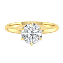 Load image into Gallery viewer, Round Solitaire Diamond Engagement ring with Gold or Platinum band and petals Manila Philippines