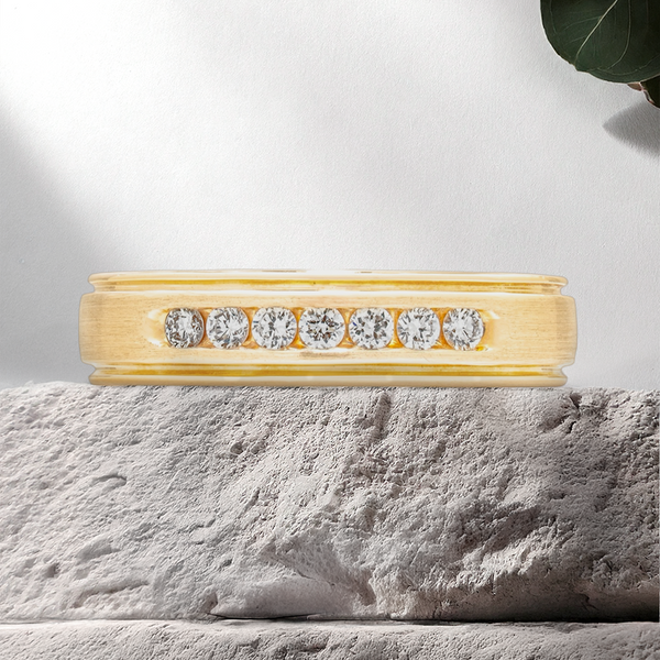 Lucce Michael Brushed 5mm 0.21CTW Lab Diamond 14K Yellow Gold