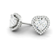 Load image into Gallery viewer, Lucce Montevalle Heart Earrings Natural Diamond 1.30ctw (1.00ctw F VS2 GIA Center Stones) Platinum