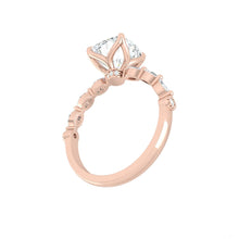 Load image into Gallery viewer, Cushion Diamond Engagement Ring with Marquise and Round Accent Band with Petal Prong in Gold or Platinum, Manila Philippines