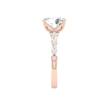Load image into Gallery viewer, Oval Diamond Engagement Ring with Marquise and Round Accent Band with Petal Prong in Gold or Platinum, Manila Philippines