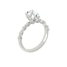Load image into Gallery viewer, Oval Diamond Engagement Ring with Marquise and Round Accent Band with Petal Prong in Gold or Platinum, Manila Philippines