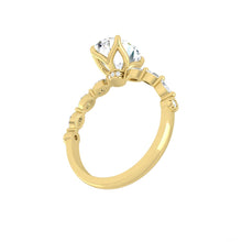 Load image into Gallery viewer, Oval Diamond Engagement Ring with Marquise and Round Accent Band with Petal Prong in Gold or Platinum, Manila Philippines