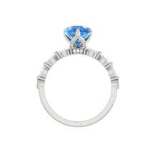 Load image into Gallery viewer, Blue Pear Diamond Engagement Ring with Marquise and Round Accent Band with Petal Prong in Gold or Platinum, Manila Philippines