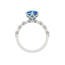 Load image into Gallery viewer, Blue Round Diamond Engagement Ring with Marquise and Round Accent Band with Petal Prong in Gold or Platinum, Manila Philippines