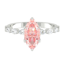 Load image into Gallery viewer, Pink Marquise Diamond Engagement Ring with Marquise and Round Accent Band with Petal Prong in Gold or Platinum, Manila Philippines