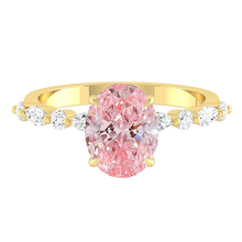 Load image into Gallery viewer, Pink Oval Diamond Engagement Ring with Marquise and Round Accent Band with Petal Prong in Gold or Platinum, Manila Philippines