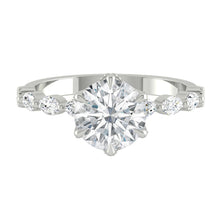 Load image into Gallery viewer, Round Diamond Engagement Ring with Marquise and Round Accent Band with Petal Prong in Gold or Platinum, Manila Philippines