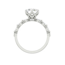 Load image into Gallery viewer, Round Diamond Engagement Ring with Marquise and Round Accent Band with Petal Prong in Gold or Platinum, Manila Philippines