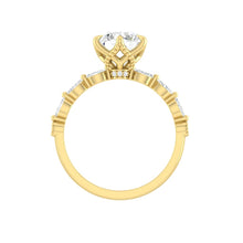 Load image into Gallery viewer, Round Diamond Engagement Ring with Marquise and Round Accent Band with Petal Prong in Gold or Platinum, Manila Philippines