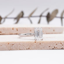 Load image into Gallery viewer, Emerald Diamond Engagement Ring with Cathedral Solitaire Gold Platinum band Philippines