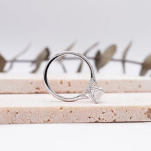 Load image into Gallery viewer, Emerald Diamond Engagement Ring with Cathedral Solitaire Gold Platinum band Philippines