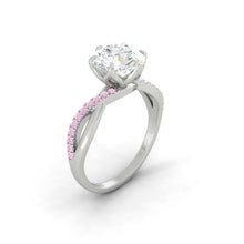 Load image into Gallery viewer, Moissanite Engagement Ring with Pink Diamond Band in the Philippines